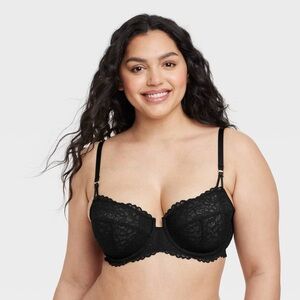 Women's Lace Unlined Balconette Bra - Auden Black 36A